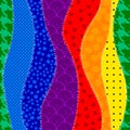 Colorful vibrant colors patchwork flat cartoon seamless vector pattern. Handmade patchwork of wavy shapes quilt style background Royalty Free Stock Photo