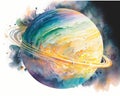 A colorful and vibrant depiction of a gas giant planet with swirling clouds and rings of particles. Zodiac Astrology Royalty Free Stock Photo