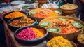 colorful and vibrant food festival with a variety of cuis one generative AI