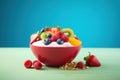A Colorful and Vibrant Fruit Bowl with an Assortment AI Generated
