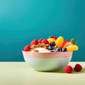 A Colorful and Vibrant Fruit Bowl with an Assortment of Fruits AI Generated