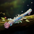 Colorful and Vibrant Illustration of Fairy Playing Majestic Flute in Enchanted Forest