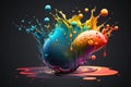 Colorful Vibrant Liquid Splash. Creative Splash, Amazing colorful paint mix splash background, Ai generated