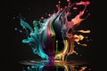 Colorful Vibrant Liquid Splash. Creative Splash, Amazing colorful paint mix splash background, Ai generated