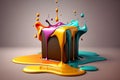 Colorful Vibrant Liquid Splash. Creative Splash, Amazing colorful paint mix splash background, Ai generated