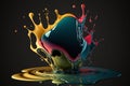 Colorful Vibrant Liquid Splash. Creative Splash, Amazing colorful paint mix splash background, Ai generated