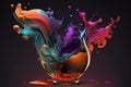 Colorful Vibrant Liquid Splash. Creative Splash, Amazing colorful paint mix splash background, Ai generated