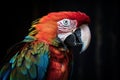 A colorful and vibrant parrot perched on a shoulder, showing off its bright and colorful feathers. Generative AI