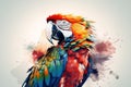 A colorful and vibrant parrot perched on a shoulder, showing off its bright and colorful feathers. Generative AI