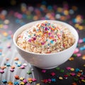 Colorful Confetti Bowl With Rice And Ice Cream