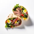 Bold And Vibrant Beef Wraps On White Background
