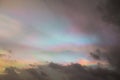 Colorful vibrant sunset sky with rainbow-like effect in the clouds Royalty Free Stock Photo