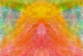 Colorful vibrant textured symmetrical rainbow background with abstract shapes and blots. Abstract hand painted watercolor texture