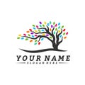 Colorful vibrant tree logo design concept vector. Root of Tree life logo design template inspiration. Icon Symbol Royalty Free Stock Photo