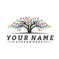 Colorful vibrant tree logo design concept vector. Root of Tree life logo design template inspiration. Icon Symbol Royalty Free Stock Photo