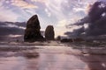 Colorful view of cannon beach in oregon Royalty Free Stock Photo