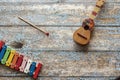 Colorful view of a Cuatro Venezuelan and xylophone