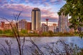 Downtown Calgary Skyline Framed By Trees Royalty Free Stock Photo