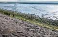 Colorful view at a Dutch breakwater in an estuary from close