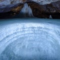 A colorful view of the ice cave in the glacier in slovakia Royalty Free Stock Photo