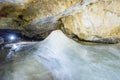 A colorful view of the ice cave in the glacier in slovakia Royalty Free Stock Photo