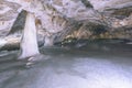 Farebný pohľad na ľadovú jaskyňu v ľadovci na slovensku - vintage efekt