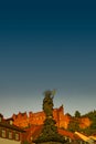 Colorful view of old downtown in Heidelberg, old bridge, statues and ancient castle during sunset, Heidelberg, Germany Royalty Free Stock Photo