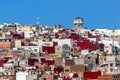 Tangier, Morrocco - Colorful View of Tangier Houses Rooftops Skyline Water Tower Antenna Royalty Free Stock Photo