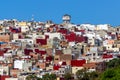 Tangier, Morrocco - Colorful View of Tangier Houses Rooftops Skyline Water Tower Antenna Royalty Free Stock Photo