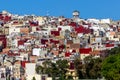 Tangier, Morrocco - Colorful View of Tangier Houses Rooftops Skyline Water Tower Antenna Royalty Free Stock Photo