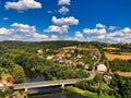 Colorful view of a village from Cesky Sternberk castle Royalty Free Stock Photo