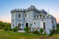 Colorful villa at Gialova village in Greece