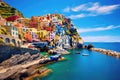 Colorful village of Manarola in Cinque Terre, Italy, Manarola traditional typical Italian village in National park Cinque Terre,