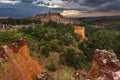 The colorful village of Roussillon and its Sentier des ocres sun