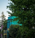 Colorful villas in Istanbul with trees