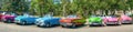 Colorful vintage cars parked in Old Havana Royalty Free Stock Photo