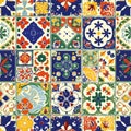 Colorful Vintage Ceramic Tile Patterns Collage Royalty Free Stock Photo