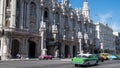 Colorful vintage classic cars in front of Grand Theatre Havana, Cuba Royalty Free Stock Photo