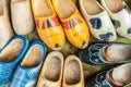 Colorful vintage Dutch wooden clogs Royalty Free Stock Photo