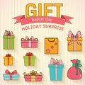 Colorful vintage gift postcard background concept