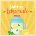 Colorful vintage Lemonade label poster vector illustration. Summer background. Effects poster, frame, colors background Royalty Free Stock Photo