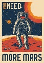 Colorful vintage Mars exploration poster