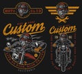 Colorful vintage motorcycle designs set Royalty Free Stock Photo