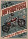 Colorful vintage motorcycle poster Royalty Free Stock Photo