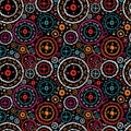 Colorful vintage seamless pattern with floral and mandala elements.Hand drawn background. Royalty Free Stock Photo