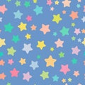 Colorful vintage star pattern on light blue background seamless patterns Royalty Free Stock Photo