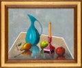 Framed Vintage Still Life Oil Painting Royalty Free Stock Photo