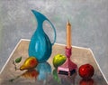 Colorful Vintage Still Life Oil Painting Royalty Free Stock Photo