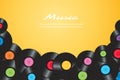 Colorful vinyl records with yellow background vector illustration Royalty Free Stock Photo