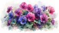 Colorful Violets Flowers Background AI Generated